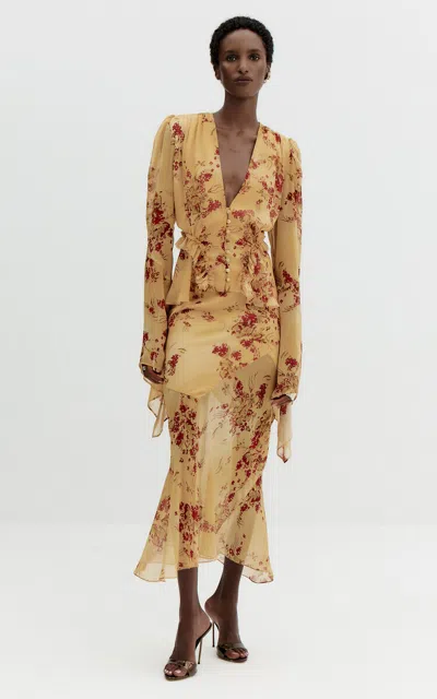 De La Vali Seraphie Asymmetric Midi Skirt In Floral