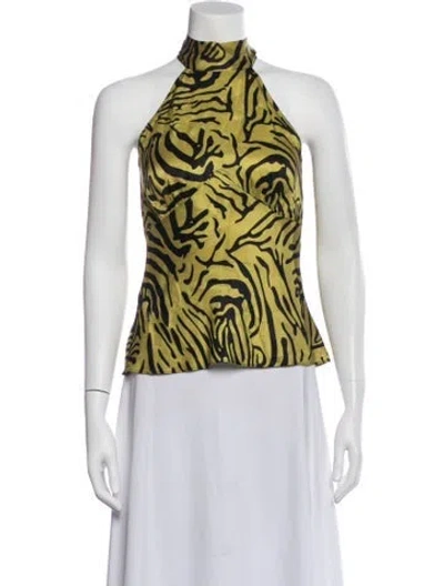 Pre-owned De La Vali Silk Animal Print Top In Multi