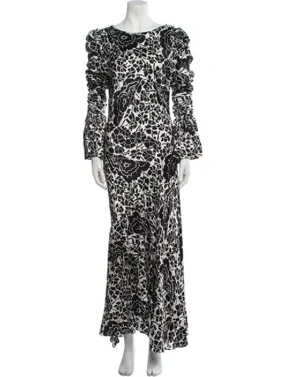 Pre-owned De La Vali Silk Long Dress In Neutral