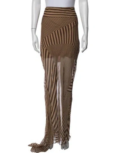Pre-owned De La Vali Silk Long Skirt In Brown