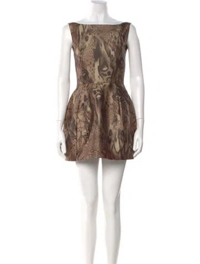 Pre-owned De La Vali Silk Mini Dress In Brown