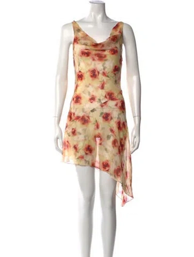 Pre-owned De La Vali Silk Mini Dress In Multicolor