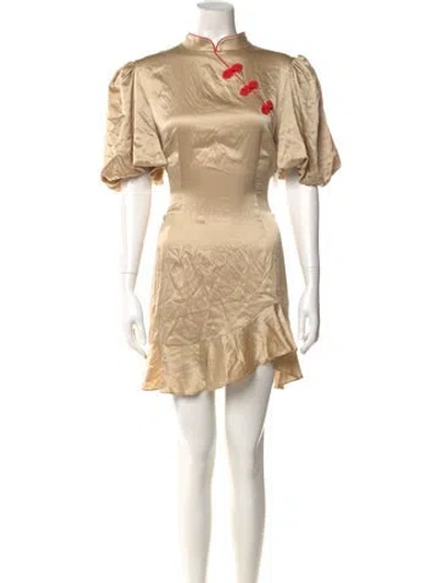 Pre-owned De La Vali Silk Mini Dress In Neutral