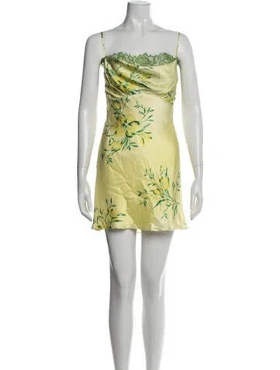 Pre-owned De La Vali Silk Mini Dress In Yellow