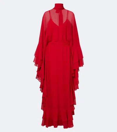 De La Vali Socorro Chiffon Maxi Dress In Red