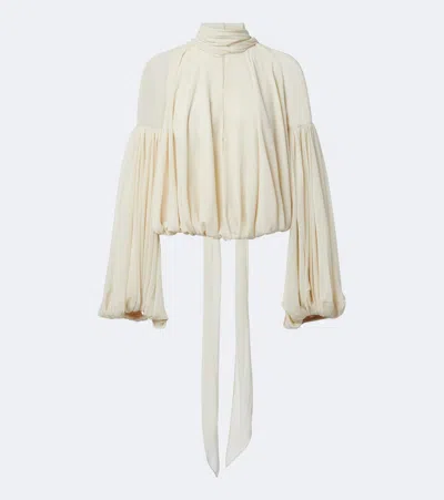 De La Vali Solana Chiffon Blouse In Nude