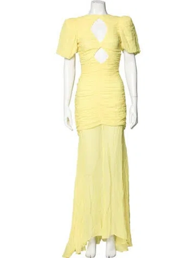 Pre-owned De La Vali Square Neckline Long Dress In Green