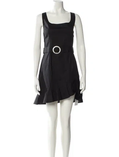 Pre-owned De La Vali Square Neckline Mini Dress In Black