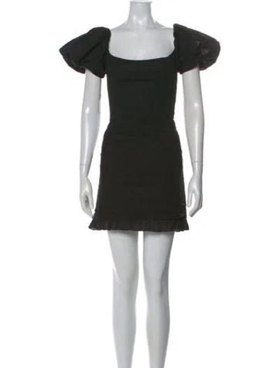 Pre-owned De La Vali Square Neckline Mini Dress In Black