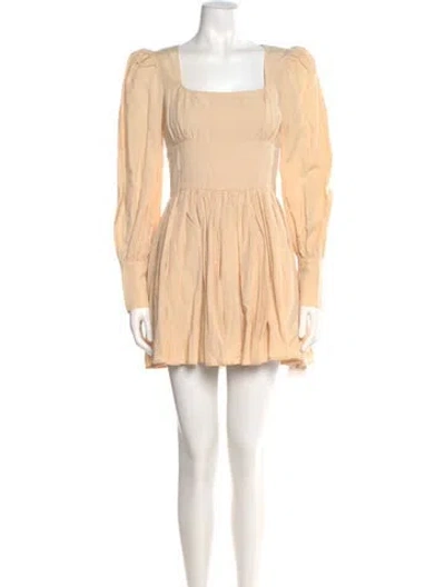 Pre-owned De La Vali Square Neckline Mini Dress In Neutral
