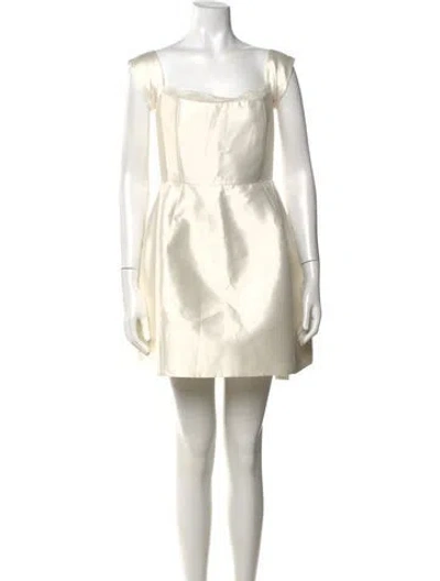 Pre-owned De La Vali Square Neckline Mini Dress In Neutral