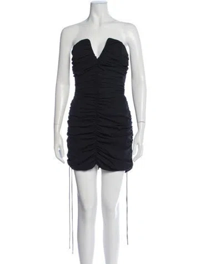 Pre-owned De La Vali Strapless Mini Dress In Black