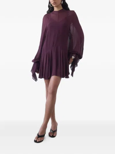 De La Vali Terran Ruffled Mini Dress In Purple