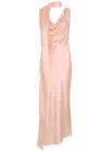 De La Vali Thebe Scarf-effect Draped Silk-satin Midi Slip Dress In Pink