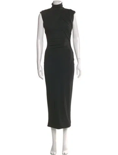 Pre-owned De La Vali Turtleneck Long Dress In Black