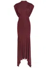 De La Vali Vasudha Rayon Midi Dress In Burgundy