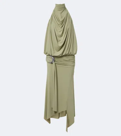 De La Vali Vida Draped Jersey Minidress In Green