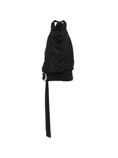 De La Vali Vida Ruched-detail Mini Dress In Black