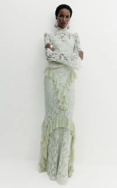 De La Vali Violet Cotton-blend Maxi Dress In Green