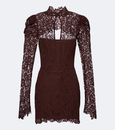 De La Vali Viresco Lace Cotton-blend Corset Dress In Burgundy