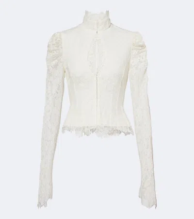De La Vali Vitalis Lace Cotton-blend Corset Top In White