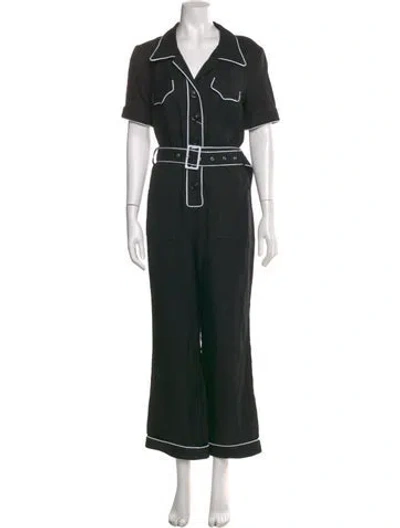 Pre-owned De La Vali V-neck Jumpsuit In Black