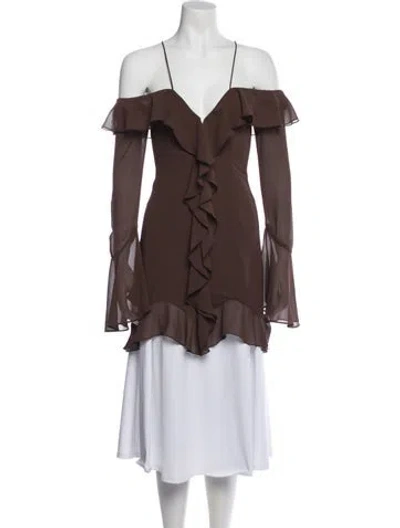 Pre-owned De La Vali V-neck Long Sleeve Blouse In Brown