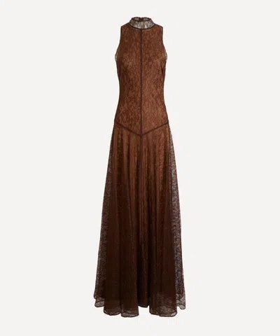 De La Vali Exclusive Foehn Lace Maxi Dress In Brown