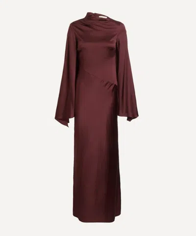 De La Vali Women's Ondas Silk Maxi Dress In Burgundy