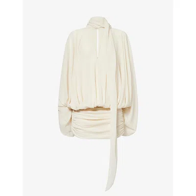 De La Vali Womens  Maite Draped Woven Mini Dress In White
