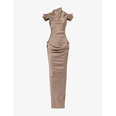 De La Vali Womens  Cosima Satin Maxi Dress In Brown