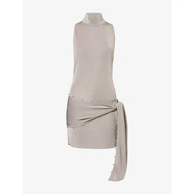 De La Vali Womens Grey Abril Turtleneck Knitted Mini Dress