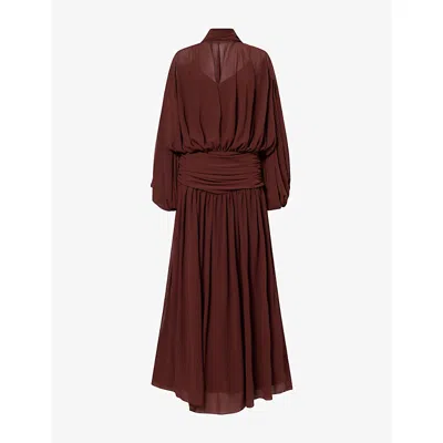 De La Vali Womens Solana Chiffon Maxi Dress Plum In Brown
