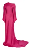 De La Vali Xanthe Draped Satin Gown In Pink