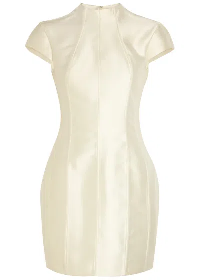 De La Vali Zena Darted Crepe Mini Dress In White
