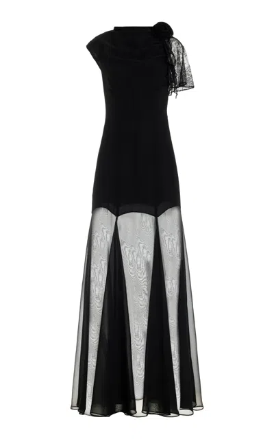De La Vali Zila Chiffon Maxi Dress In Black