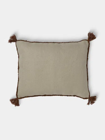 De Le Cuona Cape Linen Braided-cord Cushion (19.5in/50cm) In Brown