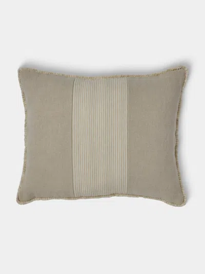 De Le Cuona Chukka Linen Hunter-paneled Cushion (19.5in/50cm) In Brown