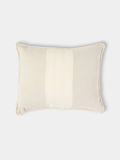 De Le Cuona Chukka Linen Hunter-paneled Cushion (19.5in/50cm) In Neutral