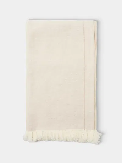 De Le Cuona Haiku Linen Paneled Throw (94.5in/2.4m) In White
