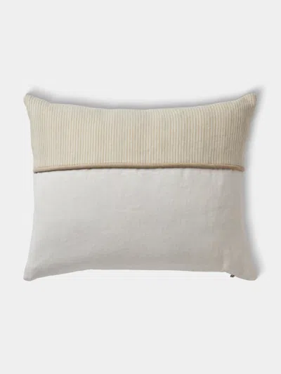 De Le Cuona Hunter Linen Suede-detail Cushion (19.5in/50cm) In Multi