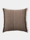 De Le Cuona Kalahari Linen And Wool Fringe-detail Cushion (19.5in/50cm) In Brown