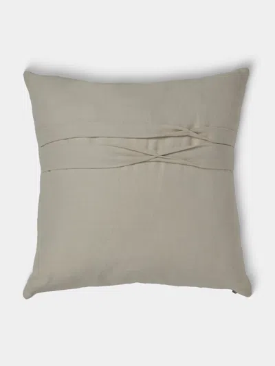 De Le Cuona Lotus Linen Box-pleat Cushion (19.5in/50cm) In Brown