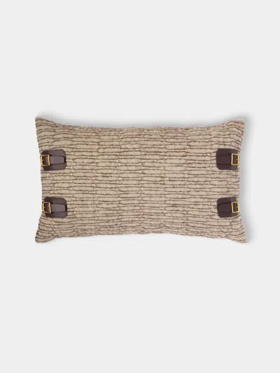 De Le Cuona Nara Buckle Linen And Alpaca Cushion (23.5in/60cm) In Neutral