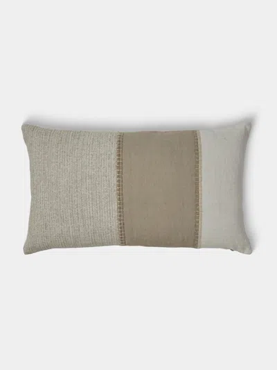 De Le Cuona Painted Linen Cushion (23.5in/60cm) In Gray