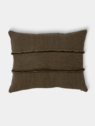 De Le Cuona Salopette Linen Fringed-panel Cushion (19.5in/50cm) In Brown