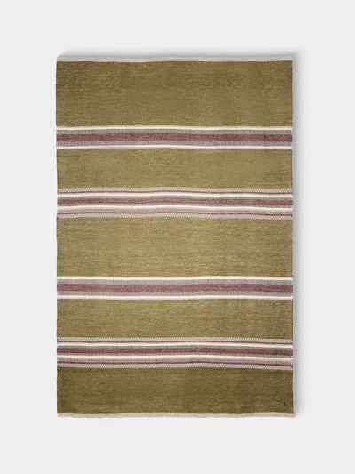 De Le Cuona Striped Linen Throw (96.5in/2.5m) In Green