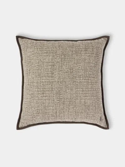 De Le Cuona Tribal Linen And Wool Cushion (23.5in/60cm) In Brown