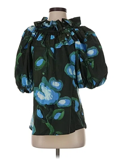 Pre-owned De Loreta 3/4 Sleeve Blouse In Black
