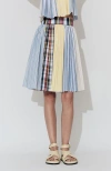 De Loreta Aire Pleated Cotton Midi Skirt In Multi